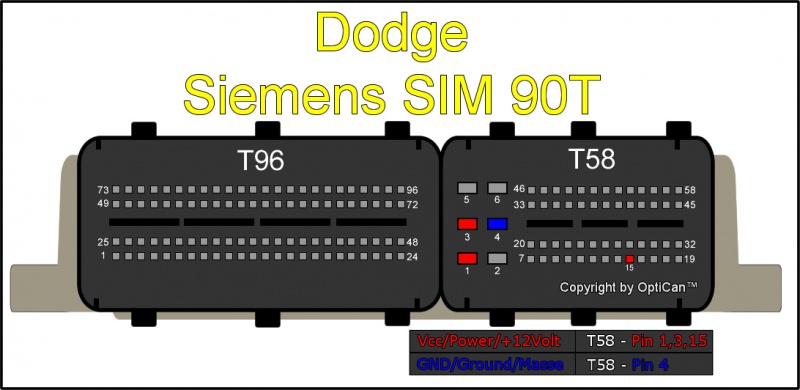 Siemens SIM 90T (Dodge) pinout diagram 2